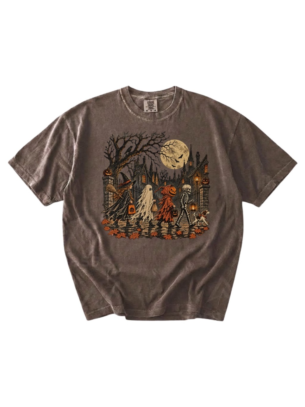 Comfort colors Halloween Night Graphic Tee - Brown